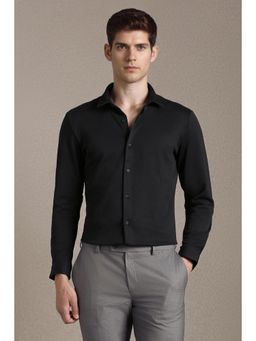 Louis Philippe - Men Black Textured Full Sleeves Casual Shirt