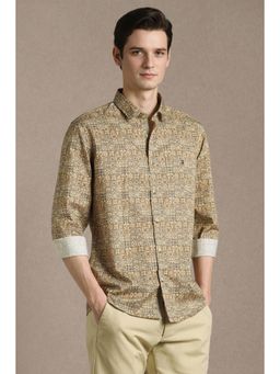 Louis Philippe - Men Beige Print Full Sleeves Casual Shirt