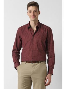 Peter England - Men Maroon Full Sleeves Formal Shirt