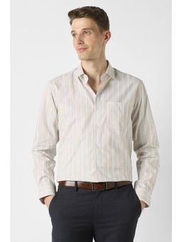 Peter England - Men Beige Full Sleeves Formal Shirt