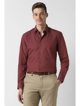 Peter England - Men Maroon Slim Fit Full Sleeves Formal Shirt