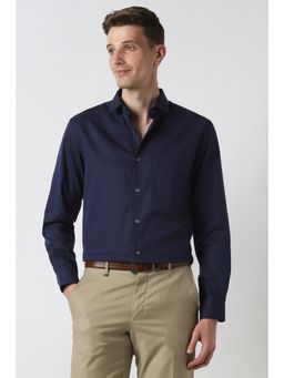 Peter England - Men Navy Blue Regular Fit Full Sleeves Formal Shirt