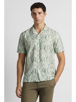 Van Heusen - Men Green Print Half Sleeves Party Casual Shirt