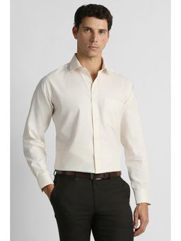 Van Heusen - Men Cream Textured Full Sleeves Formal Shirt