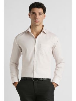 Van Heusen - Men Cream Textured Full Sleeves Wedding Formal Shirt