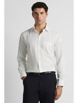 Van Heusen - Men White Textured Full Sleeves Wedding Formal Shirt