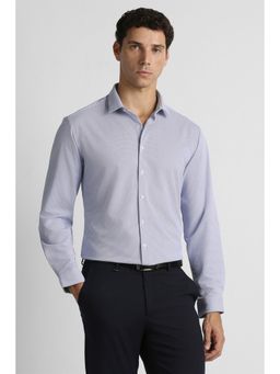 Van Heusen - Men Light Blue Textured Full Sleeves Formal Shirt