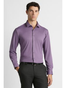 Van Heusen - Men Purple Textured Full Sleeves Formal Shirt