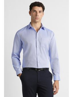 Van Heusen - Men Light Blue Textured Full Sleeves Formal Shirt