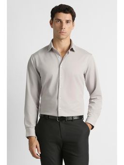 Van Heusen - Men Beige Textured Full Sleeves Formal Shirt