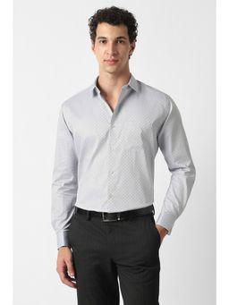 Van Heusen - Men Grey Textured Full Sleeves Formal Shirt