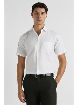 Van Heusen - Men White Textured Half Sleeves Wedding Formal Shirt