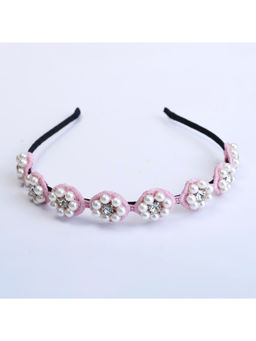 Choko - Beaded Floral Pearl Hairband for Girls – Light Pink Wedding & Festive Wear