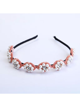 Choko - Beaded Floral Pearl Hairband for Girls - Pink