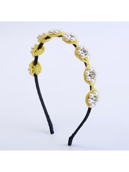 Choko - Beaded Floral Pearl Hairband for Girls - Yellow