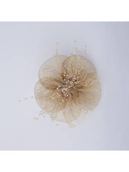 Choko - Mesh Floral Fascinator for Girls – Gold Festive & Wedding Accessory
