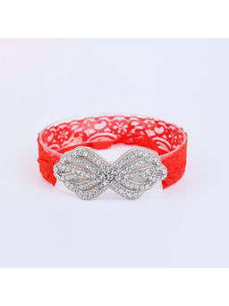 Choko - Lace Rhinestone Bow Hairband for Girls - Bright Red