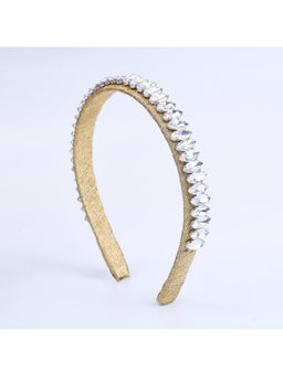 Choko - Floral Crystal Cluster Hairband for Girls – White Festive/Wedding Look