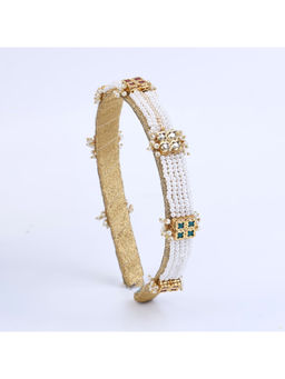 Choko - Floral Beaded Hairband for Girls – Gold & White Festive/Wedding Accessory