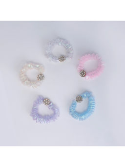 Choko - Shimmer Flower Scrunchie Set for Girls - Iridescent Pastels