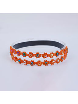 Choko - Floral Sequin Crochet Hairband for Girls - Orange