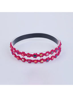 Choko - Floral Sequin Crochet Hairband for Girls - Berry Pink
