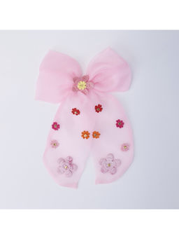Choko - Floral Embellished Bow Hairclip for Girls - Pink