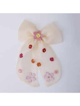 Choko - Floral Embellished Bow Hairclip for Girls - Cream
