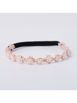Choko - Pearl Crochet Flower Hairband for Babies - Soft Peach