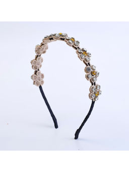 Choko - Beaded Floral Rhinestone Hairband for Girls - Beige
