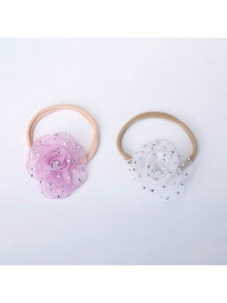 Choko - Floral Beaded Rubber Band Set for Girls – Purple/Beige Festive & Wedding Set