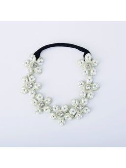 Choko - Pearl and Rhinestone Flower Hairband for Girls - Green