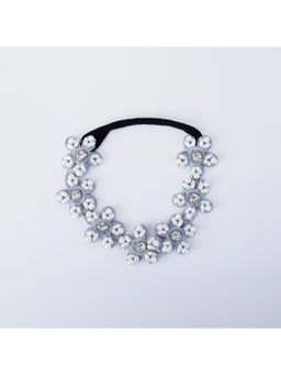Choko - Pearl Flower Hairband for Girls – Grey Festive & Wedding Use