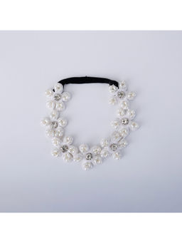 Choko - Embroidered Floral Hairband for Girls – White Festive/Wedding Hairband