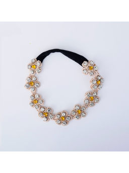 Choko - Floral Rhinestone Hairband for Girls - Beige