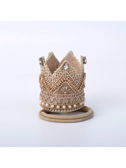 Choko - Majestic Pearl Beaded Birthday Crown Rubber Band - Beige