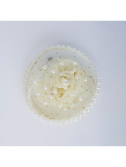 Choko - Pearl & Gold Polka Dot Hairclip for Girls – Beige Festive & Wedding Wear