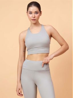 Fitkin - Womens Grey Multi Back Straps Sports Bra