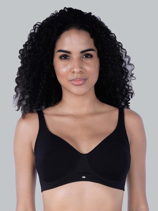 SOIE Non Padded Non Wired Stretch Full Coverage Moulded Cups T-Shirt Bra Black