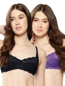 Leading Lady - Full Coverage Non Padded Non Wired T-Shirt Bra Lace Bra Multi-Color (Pack of 2)