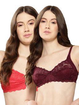 Leading Lady - Full Coverage Non Padded Non Wired T-Shirt Bra Lace Bra Multi-Color (Pack of 2)