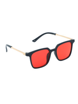 Spiky - Black Frame Red Lens Rectangle UV Protection Sunglass 2957_BLK_RED