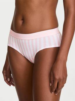 Victoria's Secret - Women Pink Stripes Logo Cotton Brief Panty