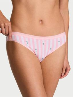 Victoria's Secret - Women Pink Stripes Stretch Cotton Bikini Panty