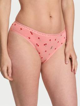 Victoria's Secret - Women Peach Printed Stretch Cotton Bikini Panty
