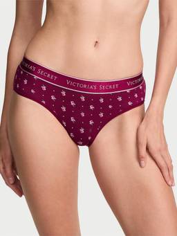 Victoria's Secret - Women Maroon Floral Printed Cotton Hiphugger Hipster Panty