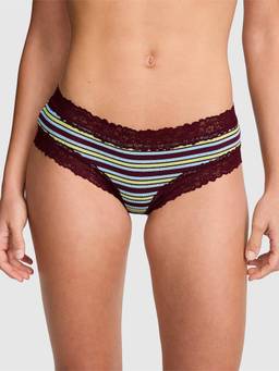 Victoria's Secret - Women Multi-Color Stripes Lace-Trim Cheeky Brief Panty