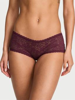 Victoria's Secret - Women Burgundy Lace Low-Rise Boyshorts