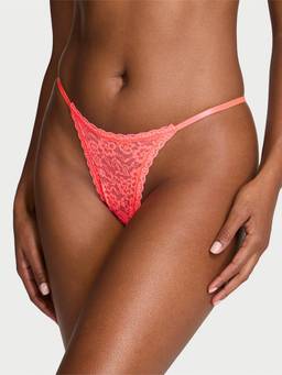 Victoria's Secret - Women Orange Lace Strappy-Back String Thong (XL)
