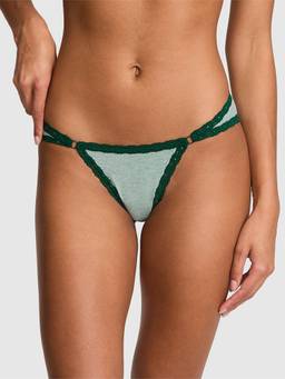 Victoria's Secret - Women Green Cotton Lace Waist Bikini Panty